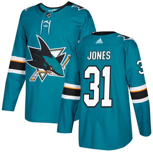 Adidas Sharks #31 Martin Jones Teal Home Authentic Stitched NHL Jersey - Click Image to Close